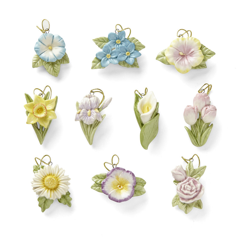 Celebrate Flowers 10-Piece Ornament Set