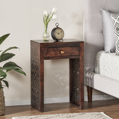 Table d'appoint en bois sculpté avec tiroirs