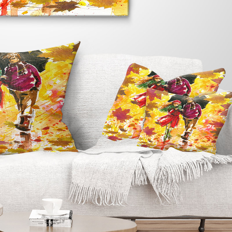 Coussin lombaire Landscape Autumn Walk of Couple