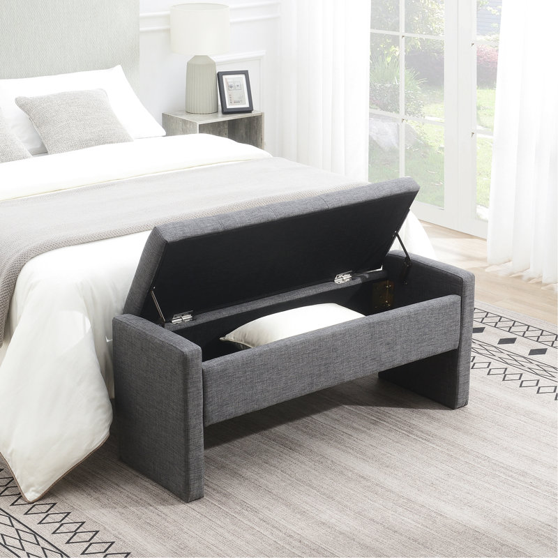Banc de rangement gris foncé - Dortoir polyvalent pour chambres avec revêtement étudiant, Gris foncé