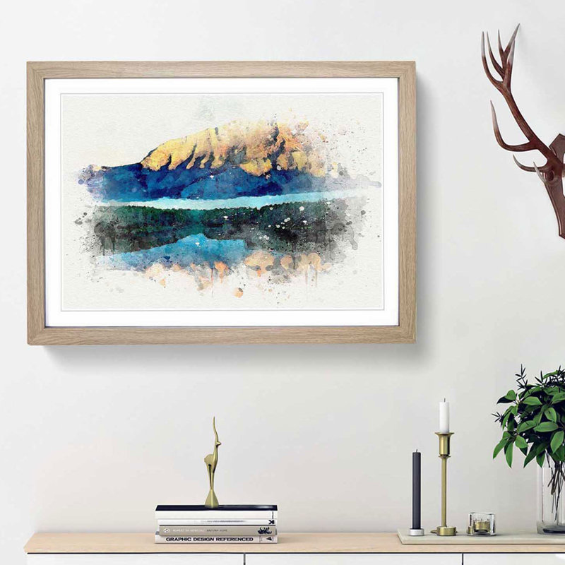 Mountains & Lake Minnewaska in Abstract - Picture Frame Graphic Art Print, Oak Framed, 27cm H x 36cm W x 2cm D