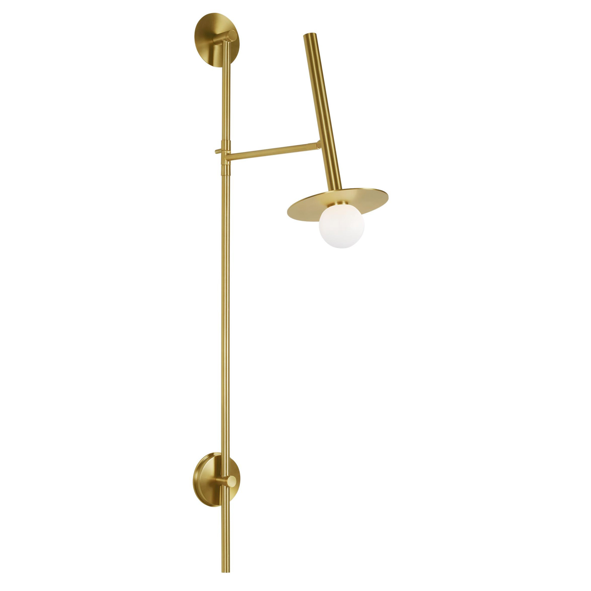 Allegra Single Light Glass Steel Dimmable Swing Arm Sconce, 48.38" H x 8" W x 19.88" D, Burnished Brass