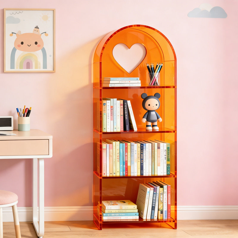 Bibliothèque orange en forme de cœur, H 53,15 po x l 23,62 po x P 9,84 po