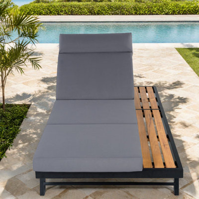 Méridiennes de patio réglables avec rangement, bord de piscine moderne en métal et bois
