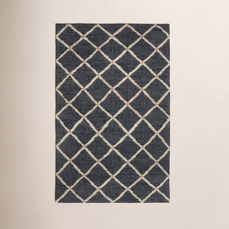 Kali Natural Handwoven Jute Rug, Rectangle 5' x 8', Black/Ivory