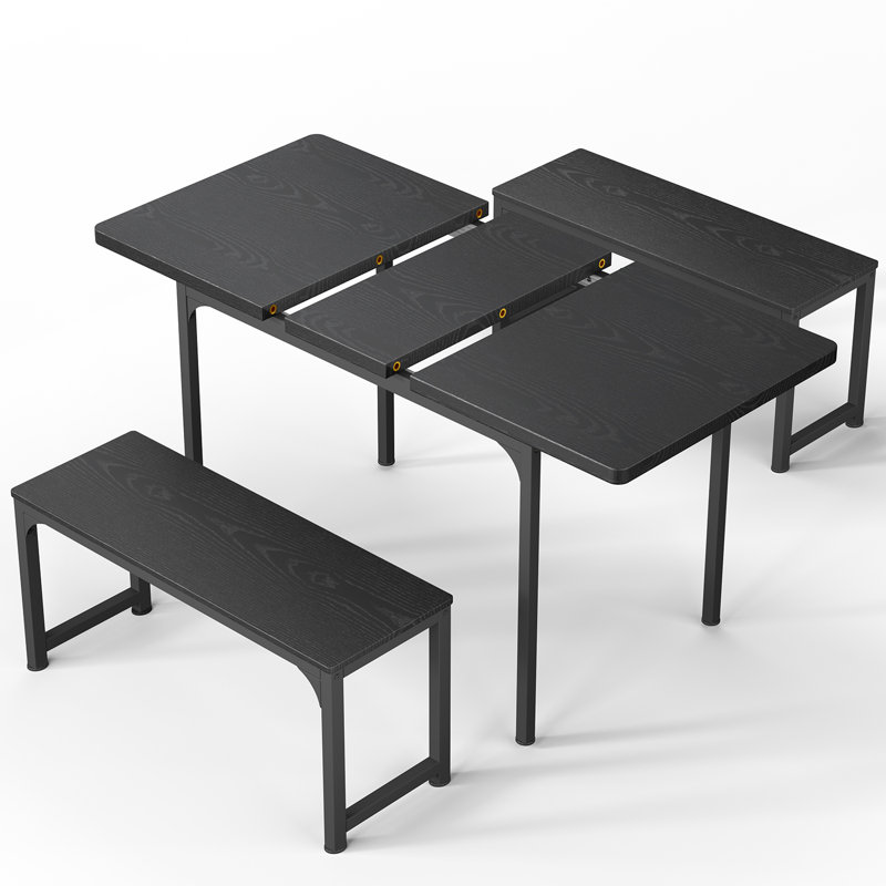 Vetha 4 - Person Four Leg Dining Set, Black