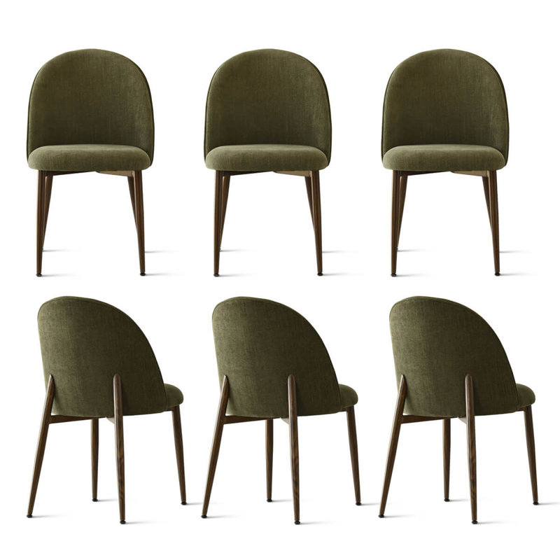 Chaise de salle à manger rembourrée avec pieds en métal Jorge, Noyer, Green