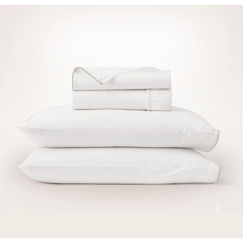 Signature Embellished Sheet Set, Full Sheet Set with 4 Additional Pieces, White;Pewter