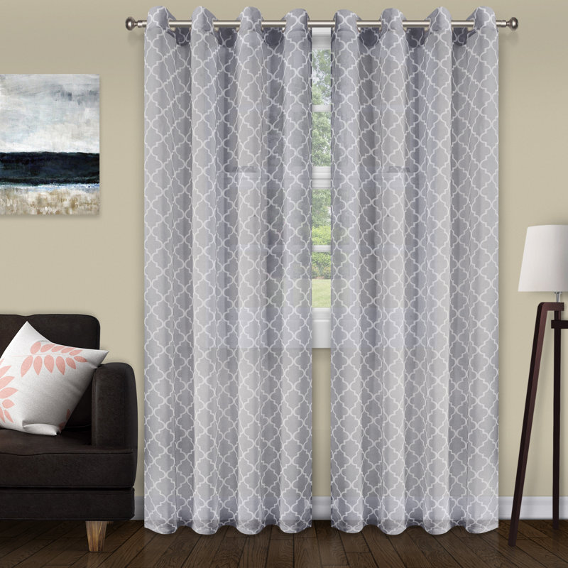 Ensemble de voilage 100% polyester Steinbeck, L 52 po x L 84 po, Gris