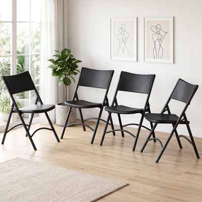4 Pack 400‑LBS Blow Molded Plastic Folding Chairs, Heavy‑Duty Steel Frame Portable Chairs for Indoor & Outdoor Events, Parties & Banquets