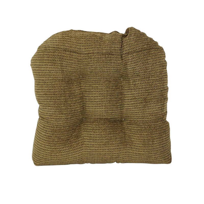 19-Inch Rounded Back Jacquard Chenille Chair Cushion, Brown Dots