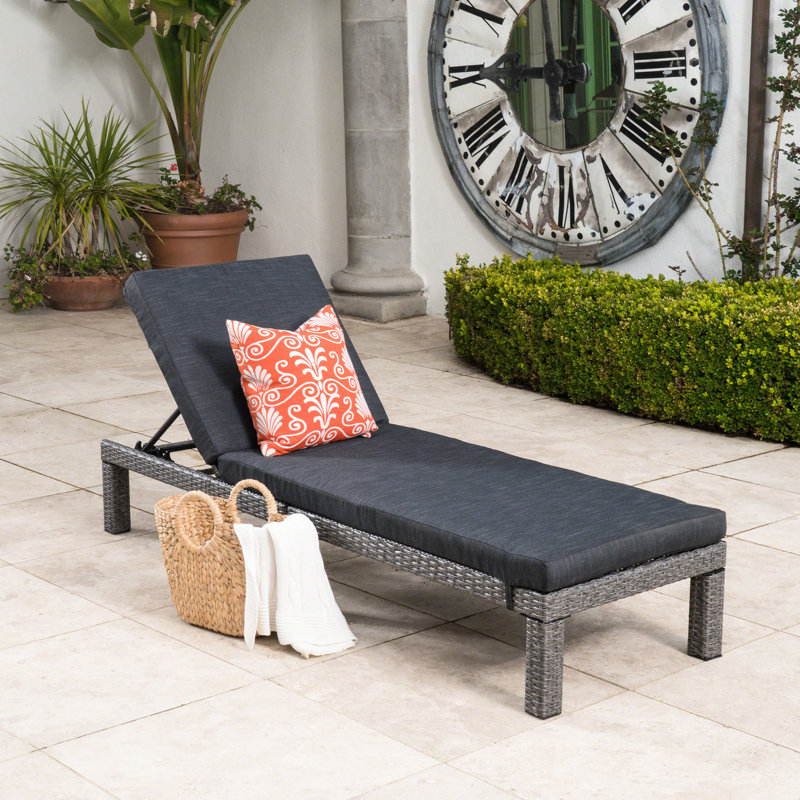 Chaise longue Kd - Tissu imperméable, relaxant et confortable, fer noir pe, 77,73 po X P 25,04 po