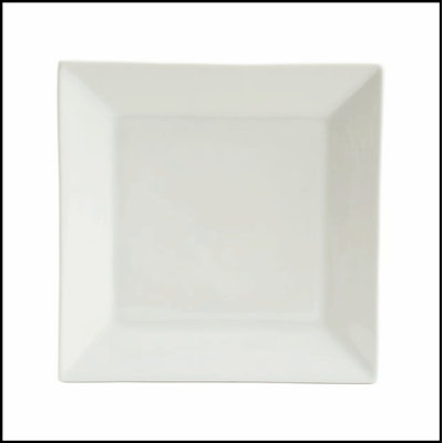 Service de table en céramique dure 12 pièces Hard Square, blanc, durable et élégant pour un usage quotidien