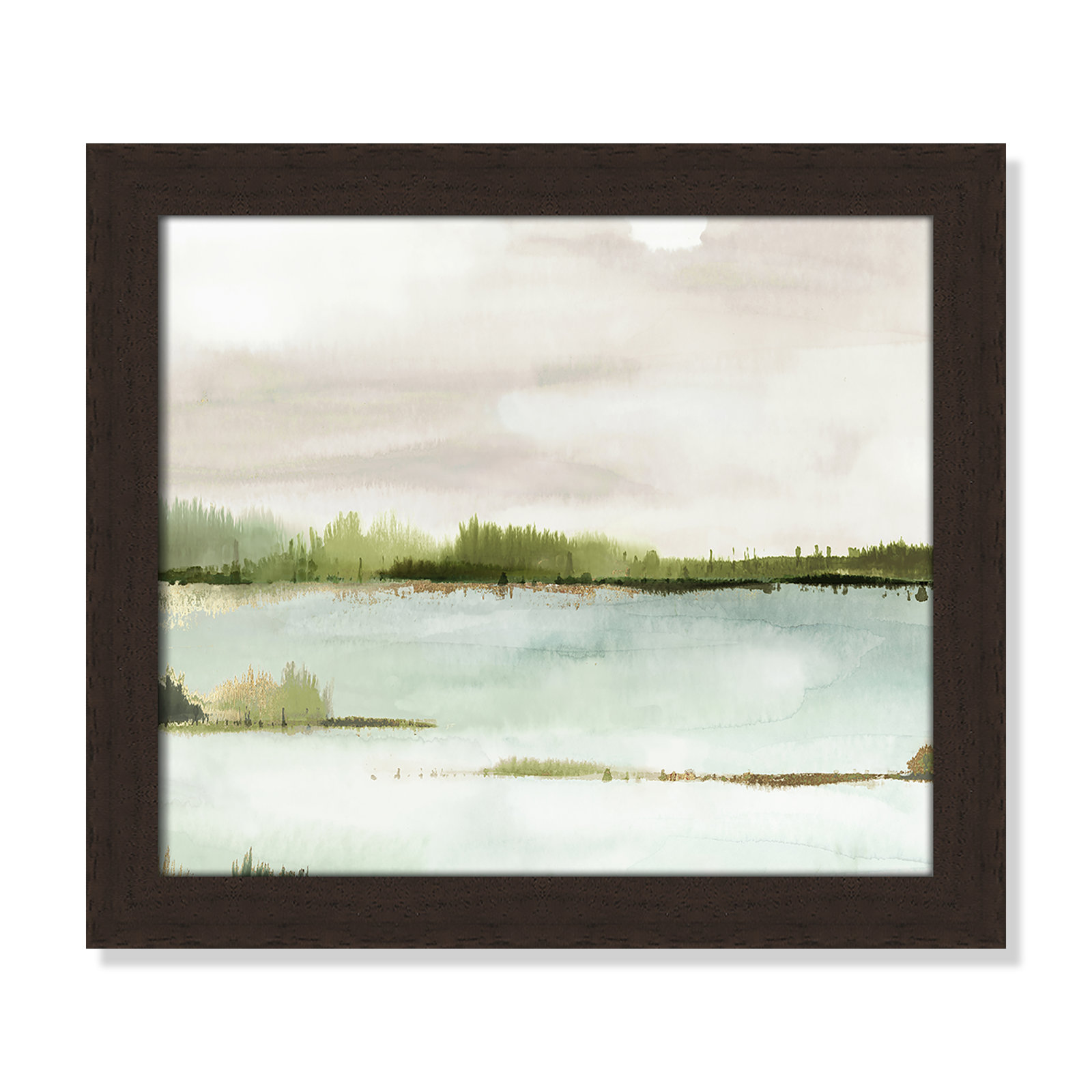Silent Lake, 14" H x 16" W x 1.12" D, Walnut Framed