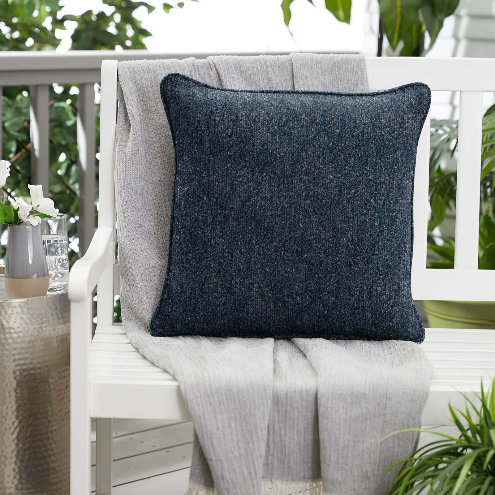 Alaina Sunbrella® Throw Pillow, Indigo, 16" x 16"