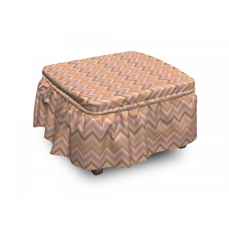 Ensemble de housse pour repose-pieds à coussins carrés 2 pièces en zigzag
