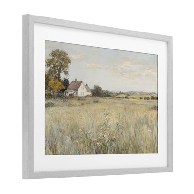 Country Living Farm House Framed Print Under Glass, design by Petal Prints Design