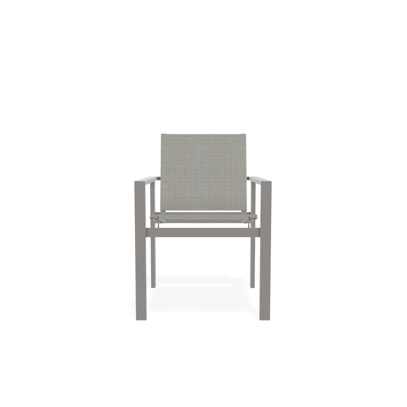 Tribeca Sling Stacking Arm Chair, Warm Gray, Alloy Sunbrella®