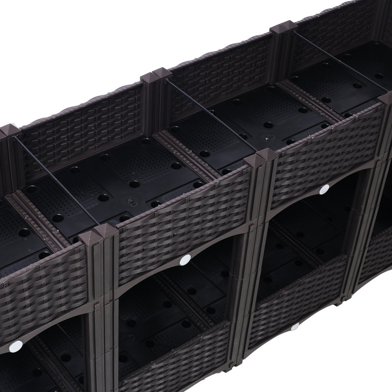 Elevated Planter For Outdoor Plants: 63"X15.7" Polypropylene Raised Bed With Drainage Herbs, Veggies, And Flowers, Brown Veggies: Flower & Herb Gardens,