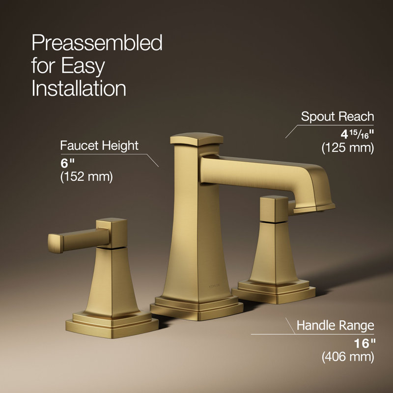 Riff Widespread Bathroom Sink Faucet, Vibrant Brushed Moderne Brass, 0.5 GPM