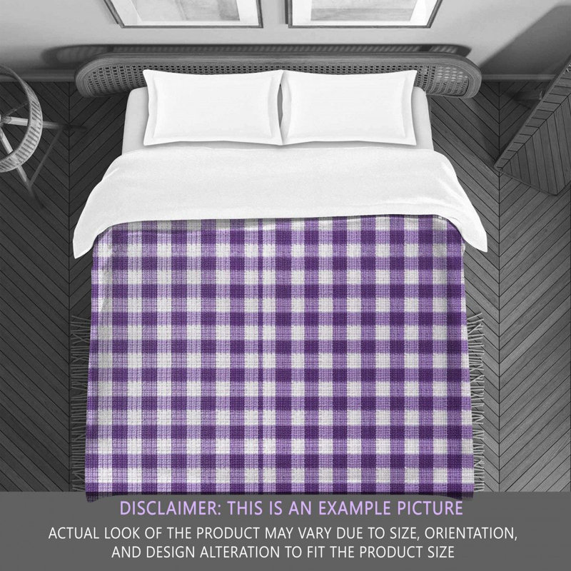 Gingham Comforter, Gray/Purple, King Comforter
