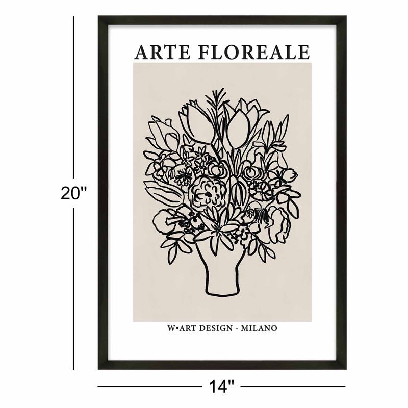 Arte Floreale 1 Print by Romina Gadler, Black Paper Framed, 20" H x 14" W