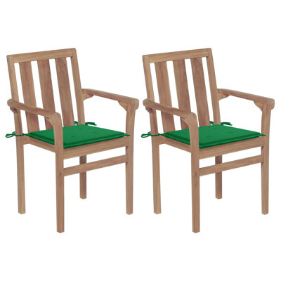 Chaise de patio empilable en teck avec coussin Henleaze