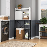 Over The Toilet Storage Cabinet With Sliding Barn Door, Bathroom Shelves Over Toilet Storage Featuring Adjustable Shelves And Side Storage Rack For Compact Bathrooms Use White