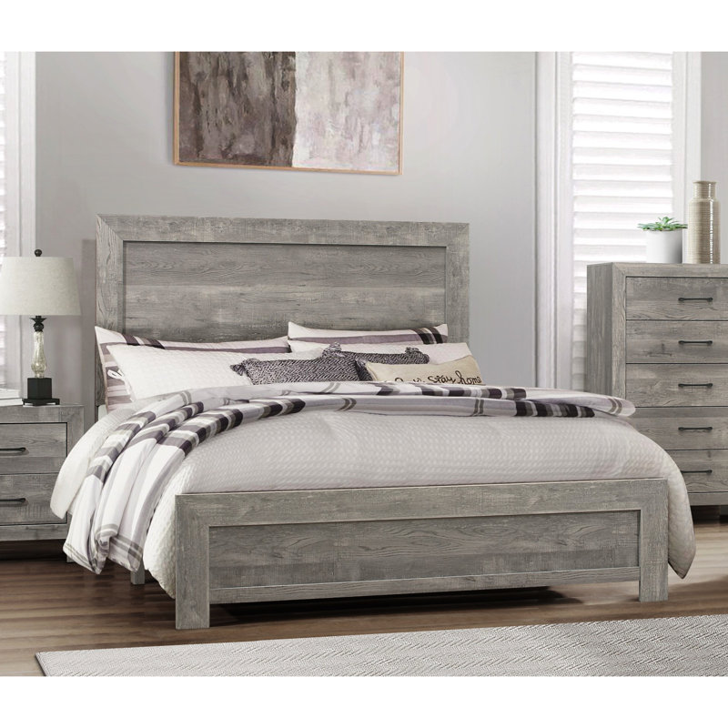 Lit - Faux placage, tête de lit et plus pour la chambre à coucher, Grand lit, Gris
