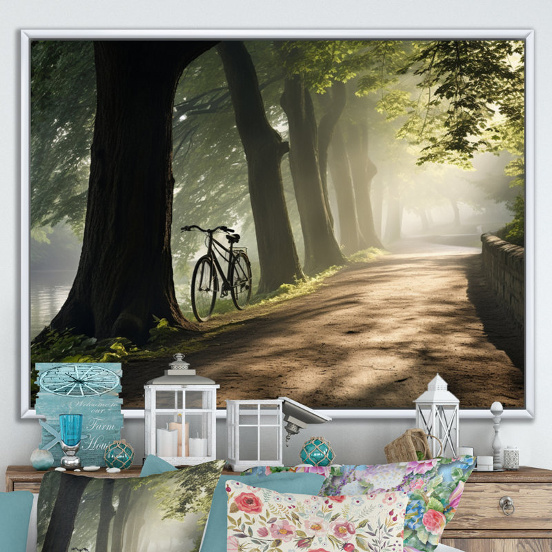 Piste cyclable vélo sereine III - impression, H 16 po x l 32 po x P 1 po, Cadre flottant blanc
