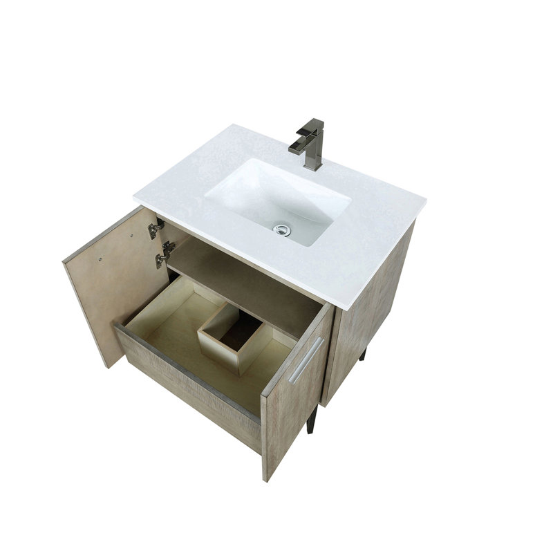 Ensemble de meuble-lavabo pour salle de bain, plateau en marbre de culture et robinet en métal (NO SINK)
