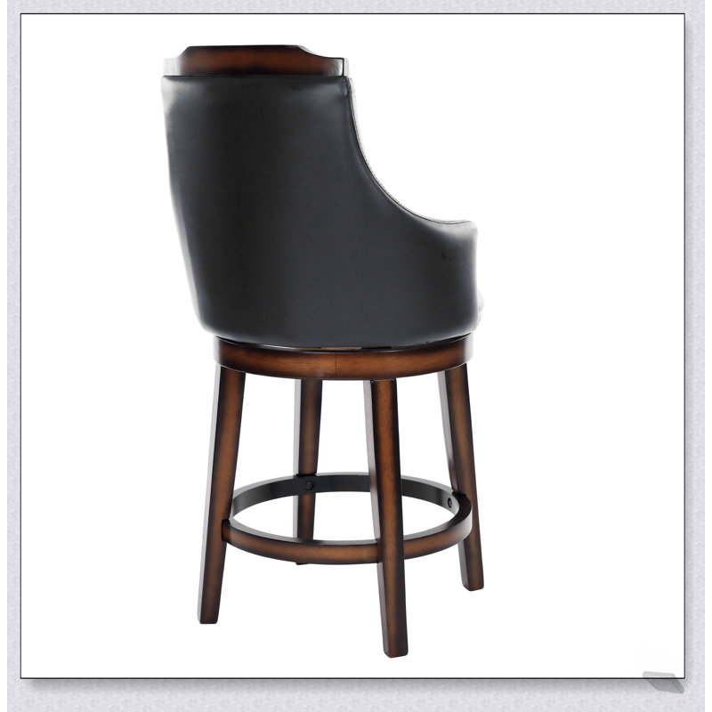 Ensemble de 2 chaises pivotantes à hauteur de comptoir rembourrées en similicuir brun foncé avec rotation à 360 degrés