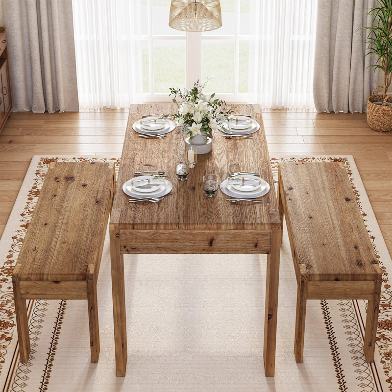 Solid Wood Dining Table Set for 4-6