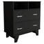 Commode à deux tiroirs Portanova, deux tablettes ouvertes, plateau supérieur, quatre pieds - noir-929036404