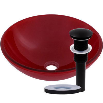 Novatto 16.5'' Red Glass Circular Bathroom Sink