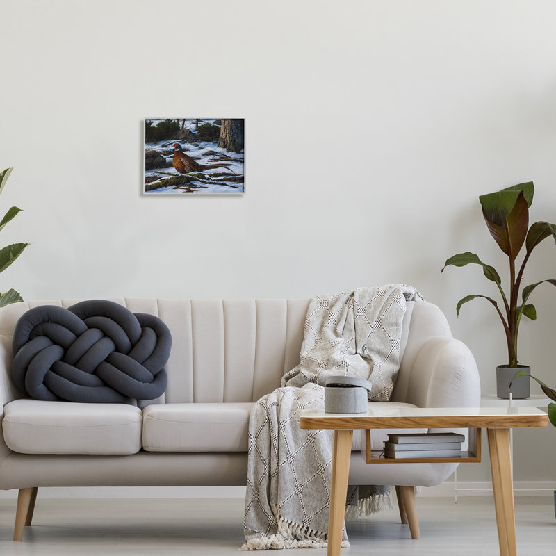 Faisan dans un bois enneigé, Estampe numérique Farmhouse, H 11 po x l 14 po x P 1,5 po