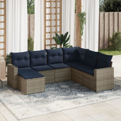 Ensemble de canapé de patio 7 pièces avec coussins pour l'extérieur