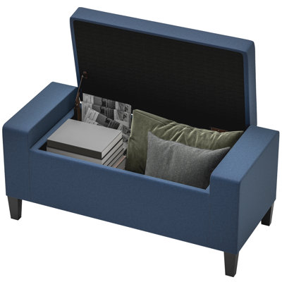 Atzel 36.25'' Tufted Rectangle Storage Ottoman,Storage Ottoman, Linen Upholstered Storage Bench with Lift Top and Button Tufted for Living Room,wood