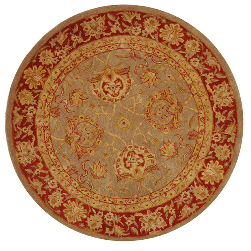 Tapis oriental brun en laine touffeté à la main Tingley, Rond 6 pi