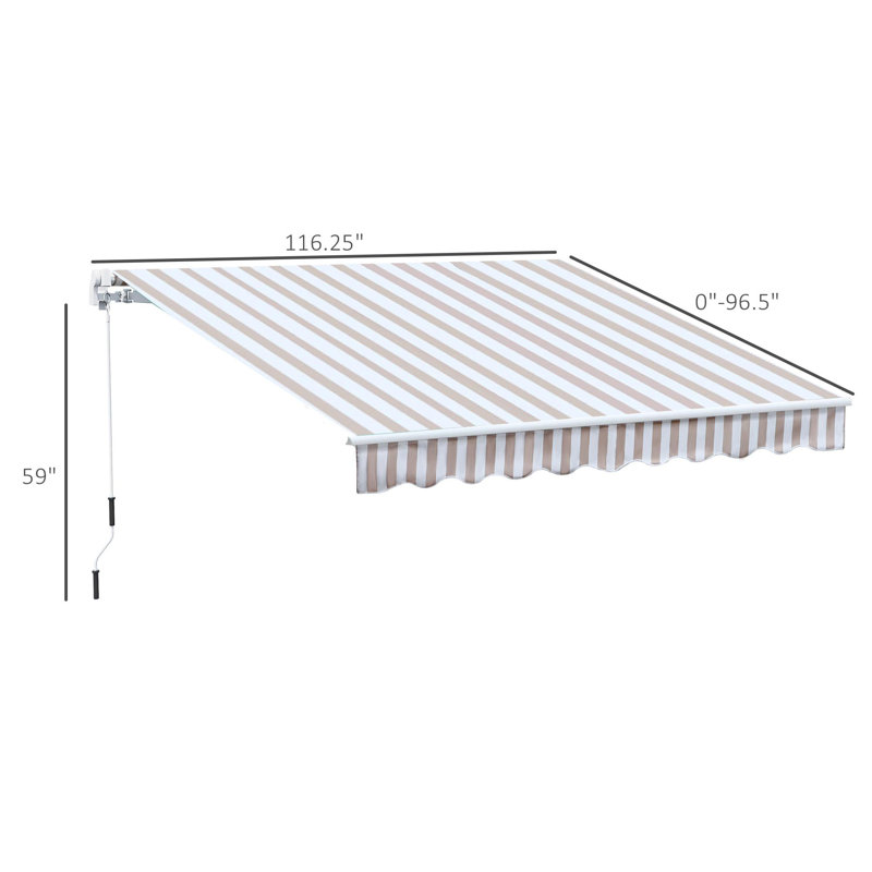 Auvents rétractables, Beige, H 59 po x l 116,3 po x P 96,5 po