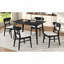 Ensemble de salle à manger 5 pièces de style Mid-Century moderne, structure en bois d'hévéa, une table et 4 chaises rembourrées, noir; beige clair