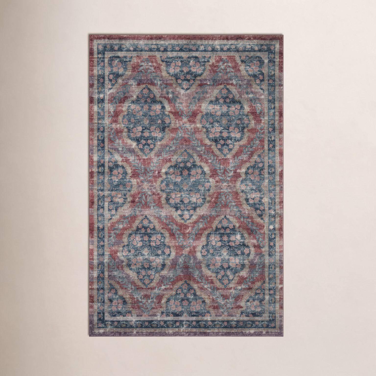 Rifle Paper Co. x Loloi Red Floral Rug, Rectangle 2' x 5'
