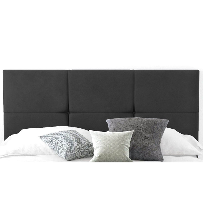 Schaefer Upholstered Velvet Headboard, Double (4'6), Black