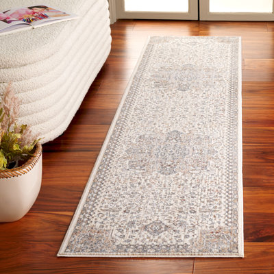 Sorrels Oriental Machine Woven Polyester/Viscose Area Rug in Ivory/Grey/Beige