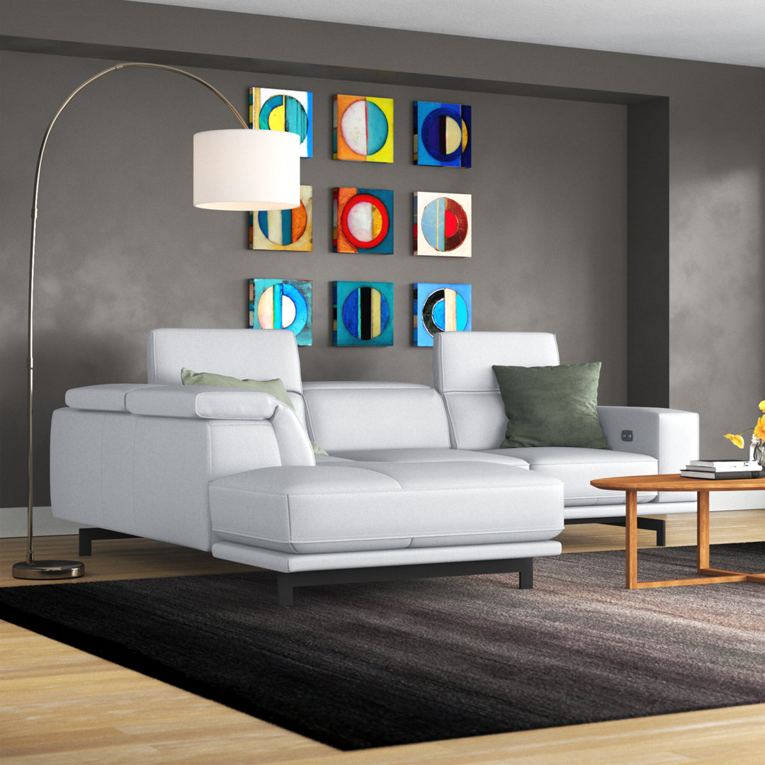 Velazco 112.2" Wide Genuine Leather Sleeper Sofa & Chaise Wade Logan® 