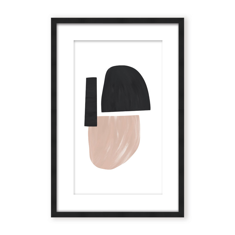Black and Nude Abstract Shapes by Uplusmestudio - Picture Frame Painting on Paper, 48" H x 32" W x 1.125" D, Framed Print
