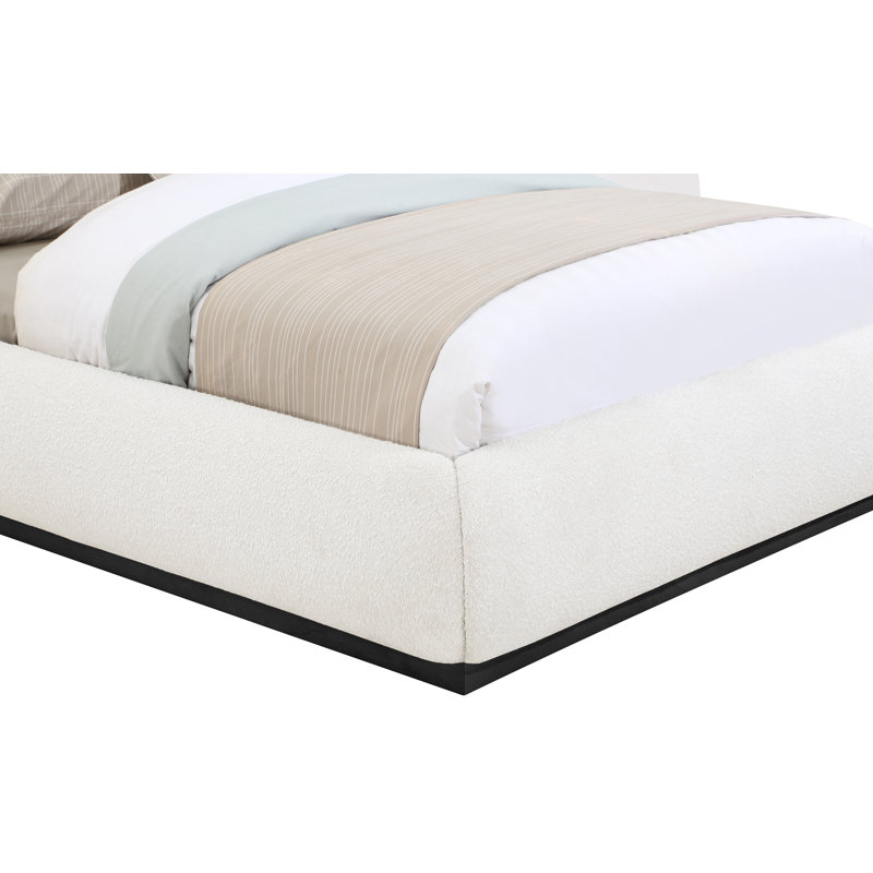 Hylia Upholstered Panel Bed, Full / Double, Cream Boucle Fabric / Stained Black