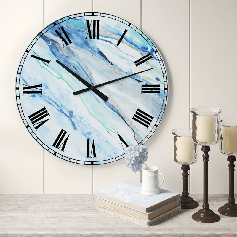 Azral Blue Silver Spring II - horloge murale moderne, Petit