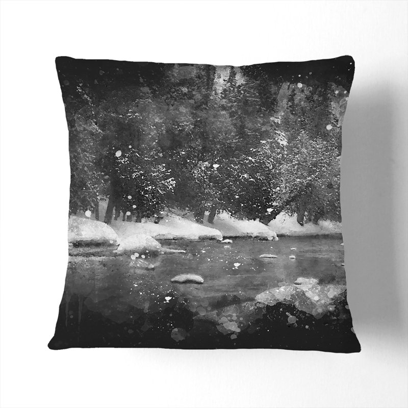 Winter Forest and Lake Scatter Cushion, 40cm H x 40cm W x 15cm D