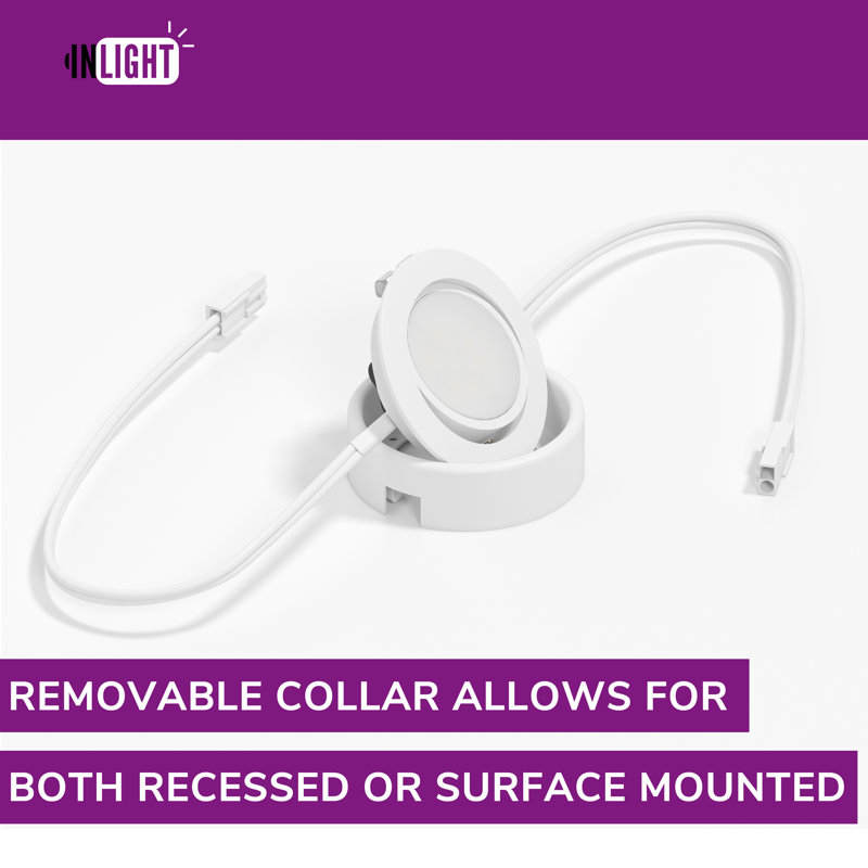 White Swivel and Dimmable LED Puck Light Kit